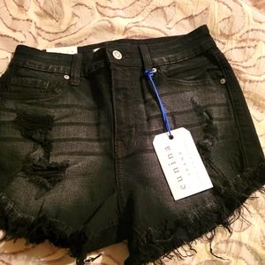 Boutique black denim shorts